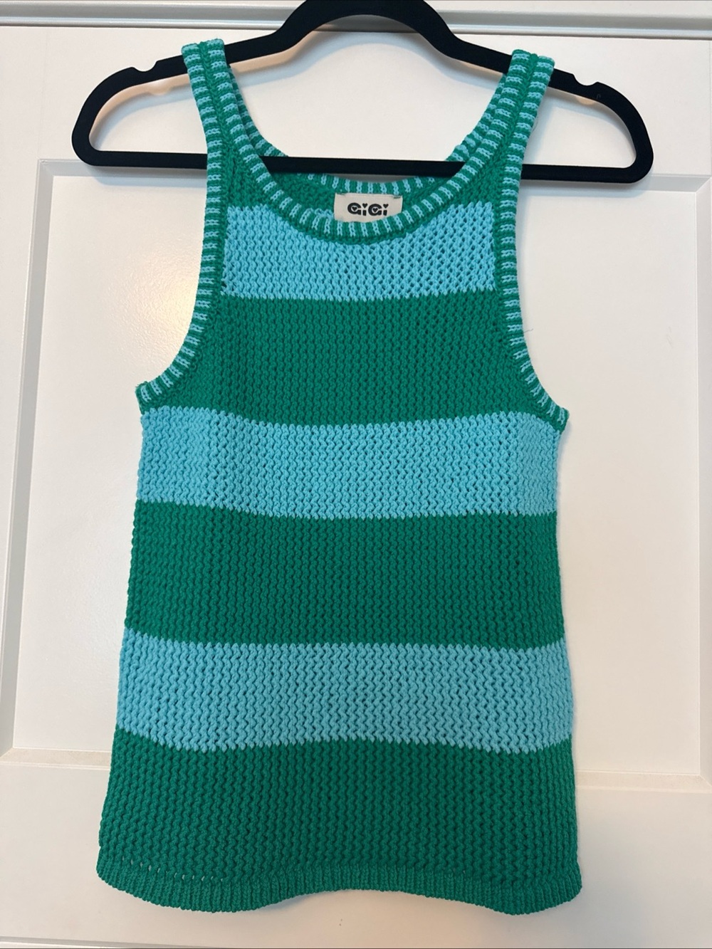 Gigi knitwear cotton sweater tank green turquoise medium NWT